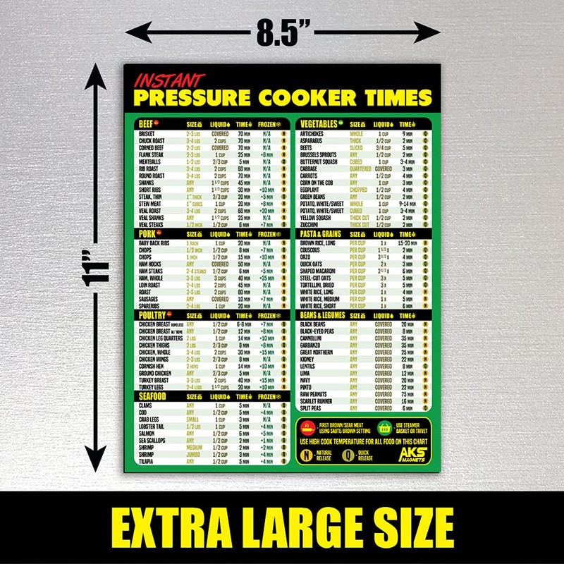 Instant Pot Magnetic Cheat Sheet - Extra Large Easy to