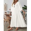 Celmia Cotton Dress for Women Summer Boho Puff Sleeve Linen