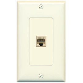 RiteAV 1 Port CAT6 Jack Coupler Female-Female Decorative Wall Plate [Light-Almond]