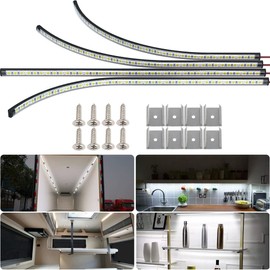 LMGYES 12V LED Light Strip 7000K White, 12V Interior LED Light Bar Slim Enclosed Trailer Interior DIY Cabinet 12 Volt LED Lighting Strip for Car,Trailer,Motorhome,Van,RV,Truck Bed,Cargo,Boat(4 Pack)