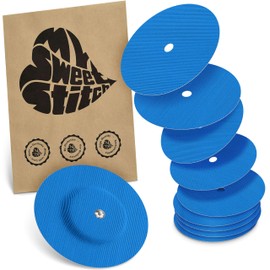 MySweetStitch | Patch for Freestyle Libre 1 & 2 Sensor with Ventilation Hole Waterproof, Round (10 Pieces) | Made in Germany | Outer Ø 65mm, Inner Ø 6mm | Blue