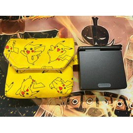 Handmade GBASP Thickened Soft Storage Bag Protective Carry Pouch Yellow, for GameBoy Advance GBA SP Handheld Game Console, PKQ Pattern Waterproof Anti-Bump Portable Travel Carrying Pocket