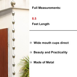 Jemeni 8.5Ft Length Iron Watering Can & Buckers Rain Chain, Replacement Downspout for Gutters Outside