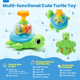 Musical Baby Toy for 1 Year Old - Crawling Turtle Infant Toys 6-12 Months, Press & Glow & Spin for Cause and Effect, Tummy Time Development, Christmas Birthday Gifts for 1 Yr Old Boy Girl 9-18 Month
