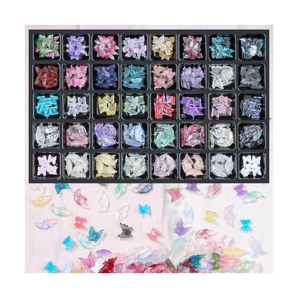 Umillars 40 Grids Gold Metal Nail Studs,Multiple Shapes Rivet Jewelry