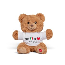 Trudi Bear Marlon T-SHIRT ITALIA | Peluche con maglietta città italiane, gift ricordo gadget viaggi | 14x16x8 cm taglia XS | Souvenir | modello 15028