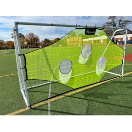 Vallerta® Skill-Shot Professional Soccer Shooting Practice Target Net & Rebounder. 7 Zone, Colored Fluorescent Goal Shot Scoring & Training Aid. Soccer Frame Not Included.(12x6 Ft.)