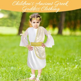 Oerphh Ancient Greek Costume Girls Roman Goddess Fancy Dress Up Costume Wreath Headband for Girls (S)