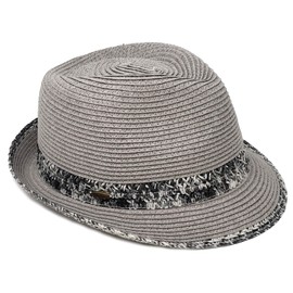 Funky Junque Multicolor Woven Fedora: Grey w/Thick Band
