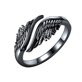 DAYLINLOVE Angel Wings Ring 925 Sterling Silver Feather Angel Wings Adjustable Open Thumb Ring Angel Christian Religious Jewellery Anniversary Valentine's Day Gifts Women Girls Women, Precious metal