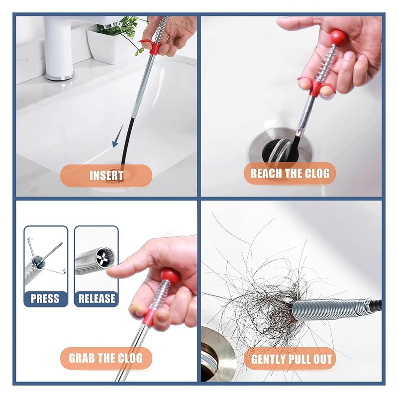 SHUOGUO Upgraded Drain Snake, 76 inch Hair Drain Clog Remover