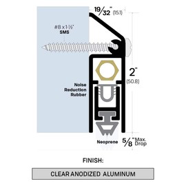 Fire Rated/Light Duty/Surface Mounted Automatic Door Bottom (7123CA) with Solid Rubber Extrusion, SMS # 6 x 1'' Supplied, (30'' L x 19/32" W x 2" H)