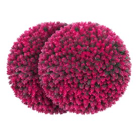 AOKIIE 16.7 Inch Artificial Pine Cone Topiary Balls Set of 2, Rose Boxwood Balls with 7 Layers Leaves UV Protection Faux Evergreen Plants Outside Decor for Porch Garden Backyard