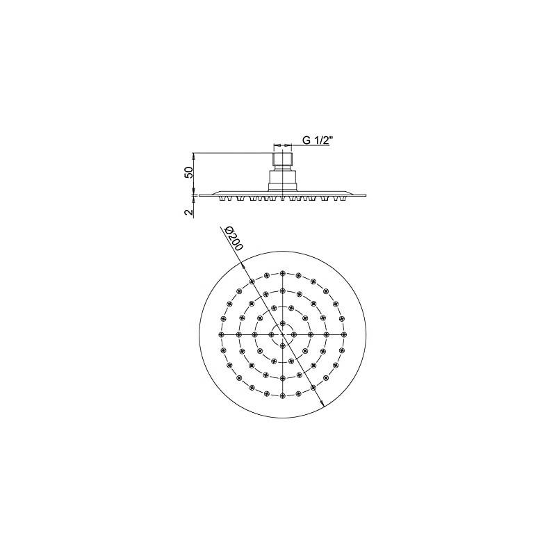 Anti-limescale Shower Head in Stainless Steel Diameter 200 Ultra Flat