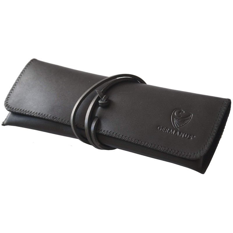 GERMANUS Leather Pencil Case Strap - Made in EU (Black)