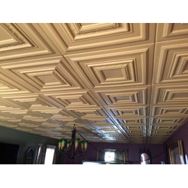 A La Maison Ceilings R31 Chestnut Grove Foam Glue-up Ceiling Tile (128 sq. ft./Case), Pack of 48, Plain White