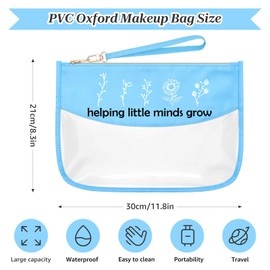 Teacher Appreciation Gifts for Women Blue Makeup Bags with Zipper Funny Teacher Gifts for Co-Workers Thank You Gifts for Daycare Teachers Cosmetic Travel Bag Organizer Retirement Birthday Gifts