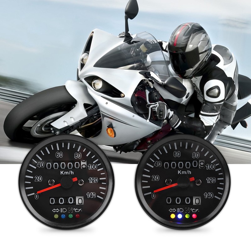 60mm Black Motorcycle Odometer Speedometer Gauge with indicator