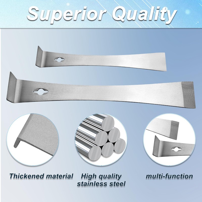 Stainless Steel Pry Bar Scraper Set, 2 Sizes: 9.25" and