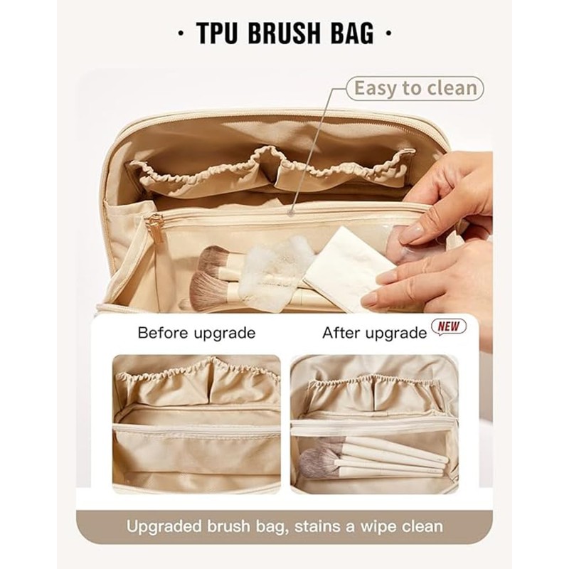 Travel Makeup Bag,Large Capacity Cosmetic Bags for Women,Waterproof Portable Pouch
