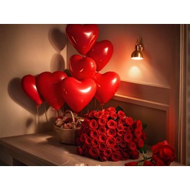 RKMYTR Red Heart Balloons 18 Inch 12pcs Valentines Day Helium Love Balloons for Birthday Wedding Engagement Anniversary Party Decorations Baby Shower Celebration