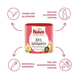 Natura 100% Apfelpektin – 100g – Pflanzliches Geliermittel ohne Zucker aus reinem Pektin – vegan und glutenfrei – Ideal zur Konfitüren- und Marmeladenherstellung