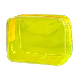 TotePrint Neon TSA Approved Clear Toiletry Pouch, 7"x2.3"x4.7" Size, PVC Travel Makeup Bags for Toiletries, Transparent Cosmetic Bag for Women and Men Small (yellow)