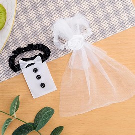 Glass Decoration Clothing Wedding Decoration for Champagne Glass Champagne Glass Cover Wedding Decoration Mr & Mrs Glass Decoration Gifts for Bride and Groom Table Decoration JGA Engagement