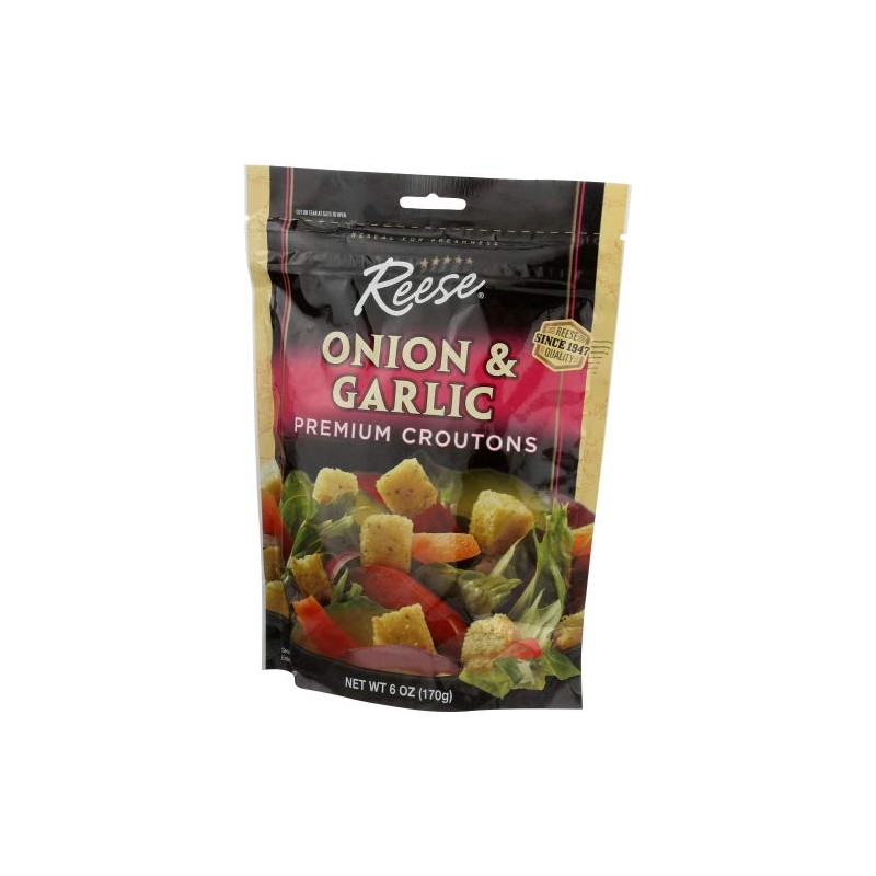 Reese Onion and Garlic Croutons, 6-Ounces (Pack of 12)