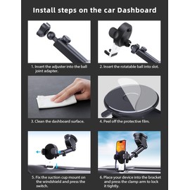 Universal Car Phone Holder Strongest Suction Cup Base 360° Temperature Resistant Rotation Telescopic Adjustable Arm Adjustable Car Phone Mount for All Smartphones All cars 2025