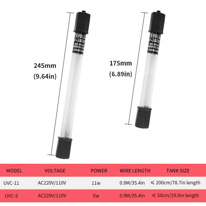 Aquarium Clean Light UV Light Sanitizer 5w/11w Green Away For