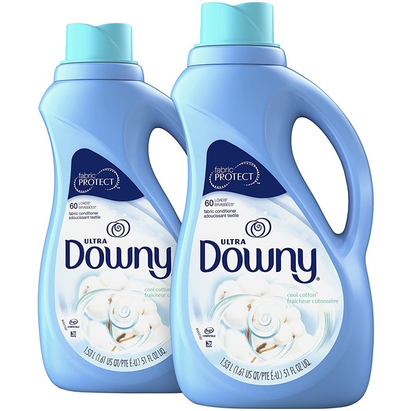Downy Ultra Liquid Laundry Fabric Softener, Cool Cotton Scent, 120 Total Loads (Pack of 2)