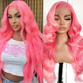 Aldita Pink Lace Front Wigs Human Hair 26 Inch Pink Wig 13x6 Lace Front Wigs Human Hair 200 Density HD Lace Front Wigs Human Hair Body Wave Lace Frontal Wigs Human Hair Pink Colored Wigs Human Hair