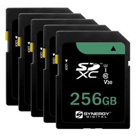 Synergy Digital 256GB Secure Digital SDXC UHS-I Memory Cards, Compatible with Pentax K-3 Mark III Monochrome DSLR Digital Camera - Class 10, U3, 100MB/s, 300 Series - Pack of 5