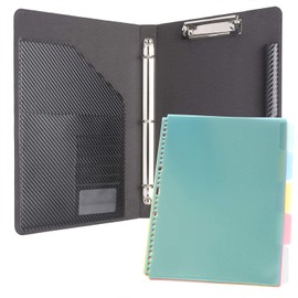 iCarryAlls Binder Portfolio Organizer with Color File Folders, Business and Interview Padfolio with 3-Ring Binder, Clipboard