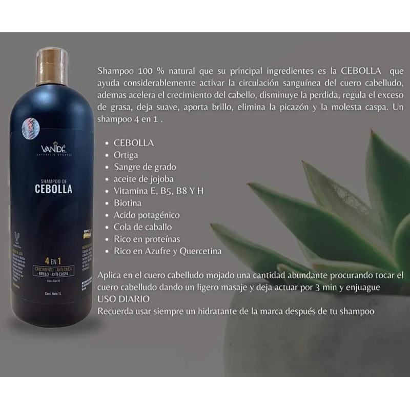 Shampoo Con Cebolla Para Crecimiento Del Cabello Vanidé