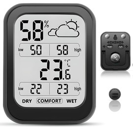 Termómetro Higrómetro Digital, Monitor de Temperatura y Humedad para Interior Exterior con Pantalla LCD Grande, Conmutable, Termómetro de Habitación  