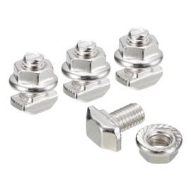 uxcell M5x10mm T Slot Drop-in Bolt and M5 Hexagon Flange Nut Set, 20 Sets Hammer Head T-Bolt T Shape Stud Sliding Screw for 20 Series Aluminum Profile