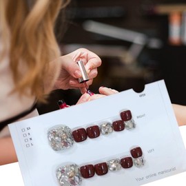 Glitter Press Toenails - Glitter Toe Nails | Glossy Fake Toe Nails, Sparkling Cat's Eye, Toenail Manicure Art for Women Girls for Summer