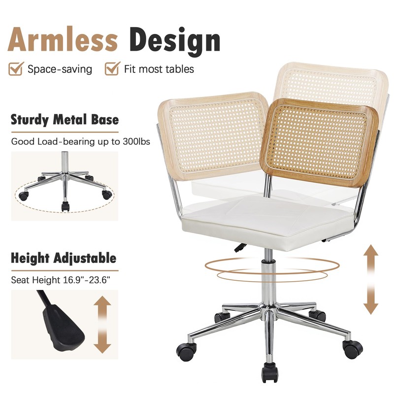 VECELO PU Leather Home Office Chair, Height Adjustable 360°Rolling Swivel