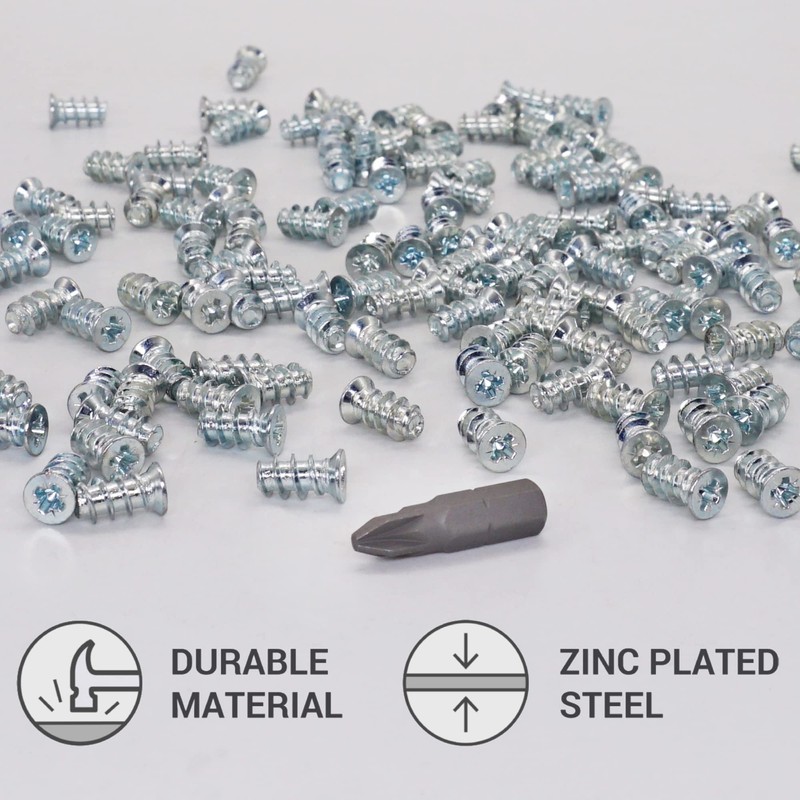 SKIR'CO (Pack of 100) Zinc Plated Euro Screws 6.0 x