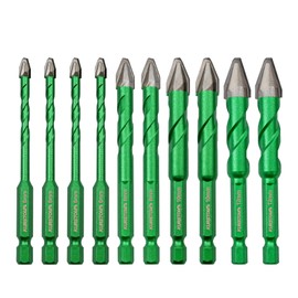 KURSTOL Skewed Head Eccentric Drill Bit - 10pcs 6/6/8/10/12mm Masonry Drill Bit Set for Ceramic Tile Wood Plastic Masonry Marble, Quick Change Shank Fixed On Drills