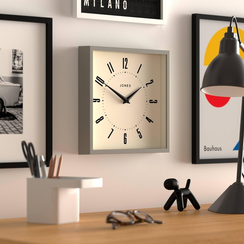 JONES CLOCKS® Box Wall Clock | Retro Square | 10