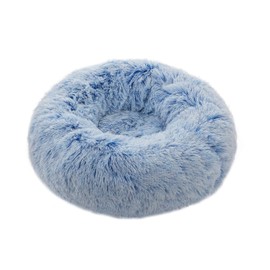 TumiMallody Donut Pet Bed, Plush Round Cuddler Cat & Dog Cushion Bed, Marshmellow Fluffy Faux Fur, Calming Comfy Furry (24 , Light Blue)