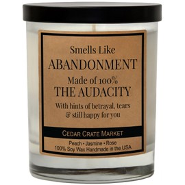 Smells like Abandonment Candle - Moving Away Gifts for Friends, Going Away Gift for Coworker Leaving, Goodbye, Farewell Presents for Coworkers, Boss, Work Bestie, Funny Retirement Candle - Made in USA