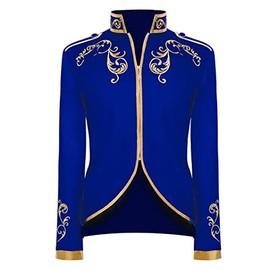 FYMNSI Men's Prince Costume Blazer Gothic Steampunk Tailcoat Men's Tuxedo Festive Suit Medieval Victorian Retro Jacket, royal
