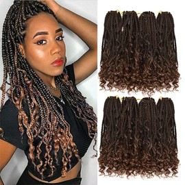 Goddess Box Braids Crochet Hair With Curly Ends 14 Inch Bohomian Box Braids Crochet Braids 8 Packs Pre-looped Synthetic Crochet Hair for Black Women (14 inch,T30)