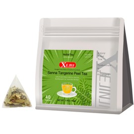 XIEJINJI Senna Tangerine Peel Tea Bags, 4.2g x 40 Count (5.9 oz), Pyramid Clear Filter Teabag - Large Tea Bags for Multiple Brews