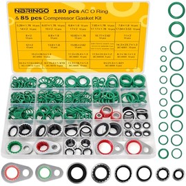 Kit 265 piezas juntas tóricas y sellados AC R134a: arandelas resistentes para compresor, sellados de línea, arandelas adheridas, juntas de condensador y manguera, rendimiento duradero