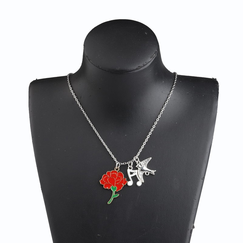UJIMS Hadestown Musical Inspired Gift Broadway Musical Red Flower Pendant